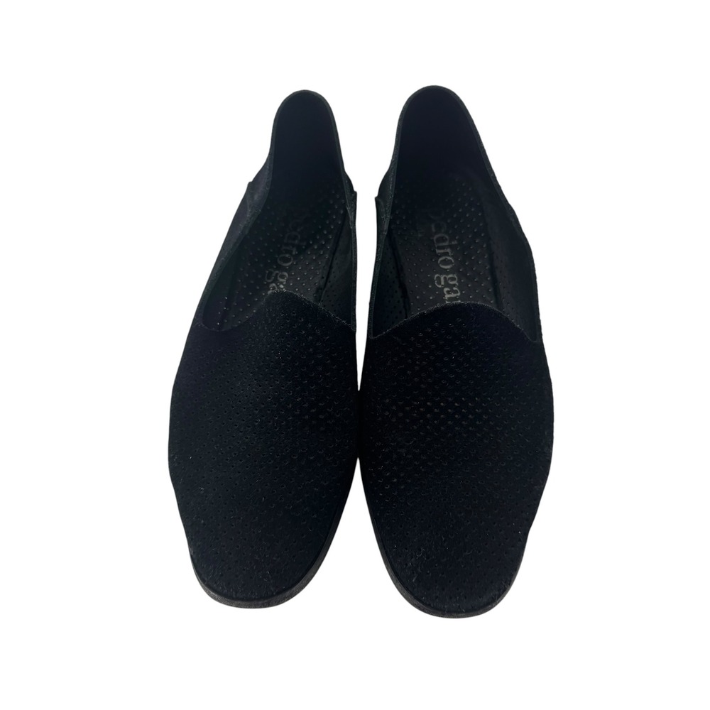 Pedro Garcia Black Perforated Suede Loafers Flats Made in Spain Size 37